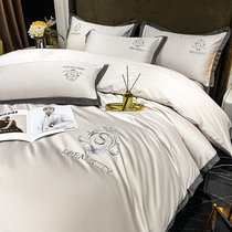 Light luxury style Nordic four-piece cotton cotton simple bed linen quilt cover three-piece hotel bedding autumn