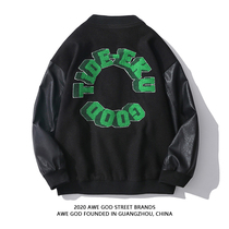 AWE GOD Guochao original towel embroidered letters color matching Ma Siwei baseball uniform loose mens plus cotton jacket jacket