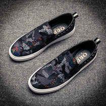 Mens shoes summer breathable 2019 new printed shoes mens Korean version of the trend pedal lazy shoes casual shoes mens trend
