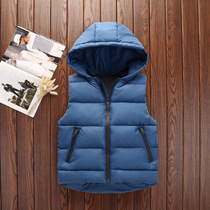 Anti-season child down cotton waistcoat boy outside wearing with cap girl cotton vest autumn winter thickened CUHK