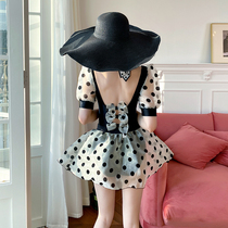 One-piece swimsuit female 2021 New Conservative belly thin wave Point student Korea ins soak hot spring resort swimsuit