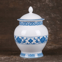 Official kilns collection Department 90s Liling kilns draw blue hibiscus tea leaf jars with porcelain mineral pigments NX1490