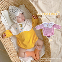 ins Korean mens and womens baby jumpsuits long-sleeved triangle clothes can be opened for newborn clothes