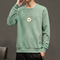 2021 Mens clothes Korean fashion round neck mens simple autumn clothes loose autumn and winter New long sleeve coat