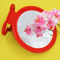 Big red color mirror dressing makeup mirror round folding mirror household one piece of land stalls Department Department Store