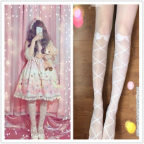 Japanese white cross strap bow Lolita wild cute soft sister socks Lolita thin stockings pantyhose