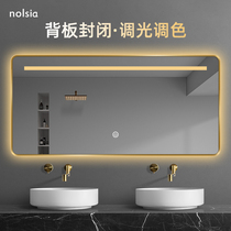 Smart mirror touch screen led light mirror glowing defogging bathroom mirror wall-mounted toilet light luxury aluminum frame vanity mirror