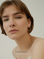 Small Crowdhoop Wind Semicircle C Type Earrings Brief Trendy Irregular Oval Small Ear Rings Chpins Anti-Acumen