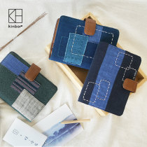 kinbor hand Ledger A6 portable notepad self-filling date schedule this plan one day one page can change the core account set creative denim fabric time management work log book