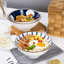 Household large soup noodle bowl Japanese hat bowl Ceramic tableware Single horn instant noodles ramen bowl for dormitories