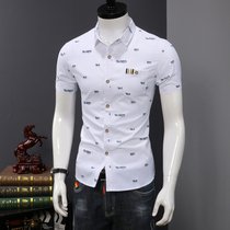 Shirt Mens Short Sleeve Summer Thin Cotton Slim Korean Broken Shirt Youth Leisure Trend Mens Business Shirt