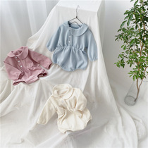 Spring New Baby Baby Baby foreign atmosphere Joker comfortable lapel jumpsuit