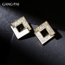 Silver pin personality geometric earrings temperament advanced sense diamond earrings niche French Net red 2021 New Tide earrings