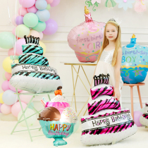 Birthday cake aluminum film balloon aluminum foil birthday arrangement scene Children men and women Baby 100 Days party decoration