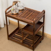 Tea cart mobile tea table Black walnut household living room Solid wood Chinese tea table Simple Kung Fu tea set one