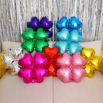 Aluminum Film Four Wheels Balloon Arches Celebration Birthday Party Decorations Water Injection Column Heart-shaped Aluminum Foil Balloon Four Leaf Grass