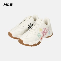 MLB official men and women retro old shoes NY graffiti LOGO increased small white shoes thick soles leisure sports autumn SHCG