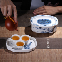 Chaoshan hand-colored tea boat dry bubble table water storage tea tray handmade hand-painted ceramic Kung Fu tea tray pot holder for household use