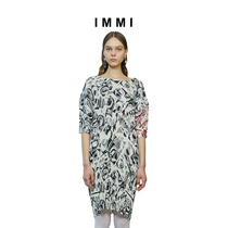 (Designer brand IMMI) letter print pleated dress 191DS094X
