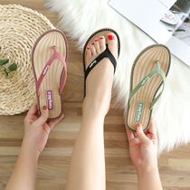 New net red slippers female outwear dinghy and cold drag herringbone drag summer casual fashion flat bottom clip feet flat heel anti slip