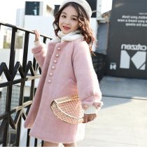 Korean girls autumn and winter coat 2021 New Korean version of foreign style Net Red childrens mink coat thick trench coat tide