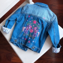 Heavy embroidery pony cotton girls denim jacket Thin soft spring and autumn denim-March 23