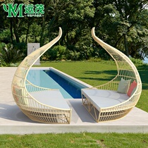 Outdoor furniture Nordic rattan chair sofa casual light luxury sofa model room furniture custom outdoor garden bird cage chair