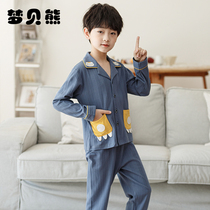 Childrens pajamas boys spring and autumn cotton boys full cotton long sleeve Baby Home clothing thin set Autumn