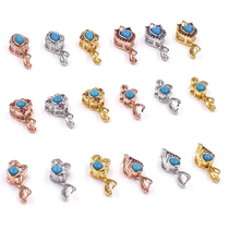 S925 sterling silver gilded melon seed buckle Buddha buckle turquoise Jade buckle turquoise Jade beeswax buckle Jade button