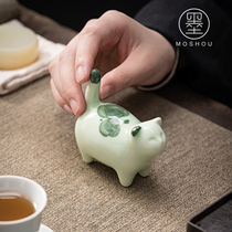 Celadon cute kitty tea pet ornaments cute little meow pen tea tray tea play mini home handicrafts