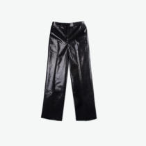 WE11DONE black bright face artificial leather casual pants positive code WD-PT9-20-051-BK
