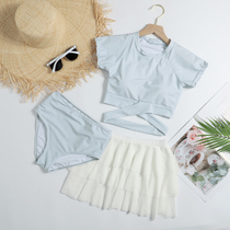 Girls Swimsuit Children 2020 New Zhongtang 12-15 years old student girl princess dress split three-piece set