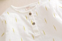 Boy cotton linen long sleeve shirt pants two-piece set infant Virgin baby spring summer suit