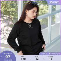 (Qingkura RMB120 ) Large code Female Dress Micro Fat Younger Sister Spring Dress Commuter Brief Loose Pure Color Elastic Cotton Sweater