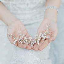 Export model ~ bridal hairclip combination rhinestone flower Pearl branch Vine hair ornaments photography high-end headwear
