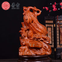 Search for ancient flower pears wood carving rich and expensive life Peanut Pendulum solid wood Handicraft Home Decorative Goods Opening Giao Gift