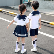 Yinglun Wind Kindergarten Garden Clothing Summer Clothing Pure Cotton Children Graduation Banswear Suit Summer Navy Wind Elementary School Uniforms