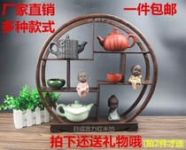 Mahogany carving 60 with pumping round Dabo ancient frame purple sand teapot strange stone flower pot Duobaoge chicken wings solid wood display stand