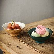 Original Japanese coarse ceramic bowl small fruit plate snack plate pastry heart retro restaurant B & B Bowl