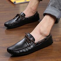 Bean Bean Shoes Men Social Pimple Sloppy Sloppy Shoes Han Edition Men Casual Business Leather Shoes A foot pedal Soft bottom Driving slippers