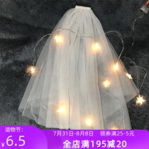 Short female bride wedding veil Korean simple veil headdress super fairy net red photo props Forest veil white