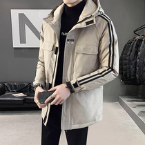 Winter cotton coat mens medium and long 2021 new down cotton clothing trend thickened autumn and winter coat mens quilted jacket