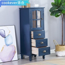 Solid wood cabinet American country bucket cabinet TV combination side cabinet Simple wine cabinet Living room display locker Bookcase