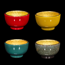 Great promotion special offer Fu Lu Shou whole mouth Gold Cup 24k real gold Tianmu glaze tea cup 4 built tea cup