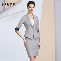 Wong Yi Lane spring and summer seven-point sleeve professional suit OL white collar business Half sleeve tooling goddess dress suit