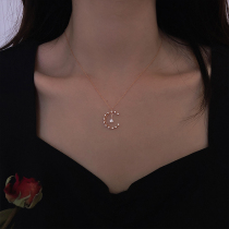 s925 Pure Silver Niche Design Moon Necklace Girl Tide Net Red Brief About Rose Gold Temperament Personality Drop Little Fresh
