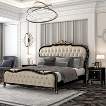 Post-modern zhen leather bed simple Hong Kong-style light luxury ins network red bed 1 8m small-sized bed in the master bedroom nuptial bed