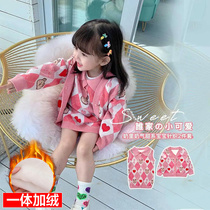 Exploits girl net red knit cardiovert sweater spring autumn jacket 2022 new tide CUHK child girl foreign air