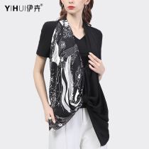 2022 Summer printed snowspun shirt woman short sleeve small shirt design feeling irregular fake two blouses shirt with slim fit