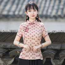 The Tang Costume Womans Chinese Wind Improvement Qipao Blouse Blouses Thin Vegan Clothing Zen-style Body Dish Buttoned Tea Suit Chinese Womens Clothing